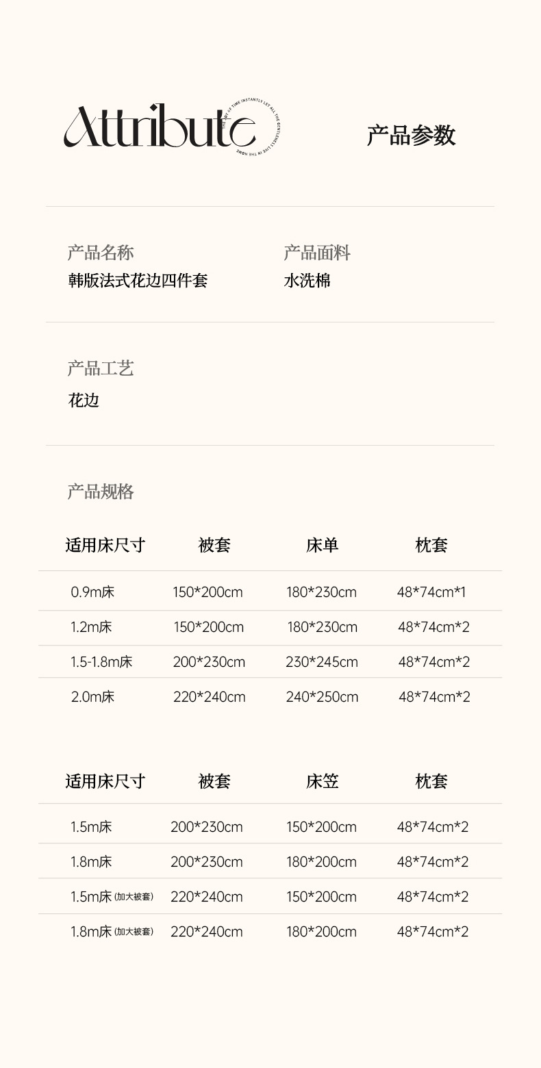 2025新款A类赫本风纯水洗棉花边四件套公主风三4件套单被套床笠款详情14