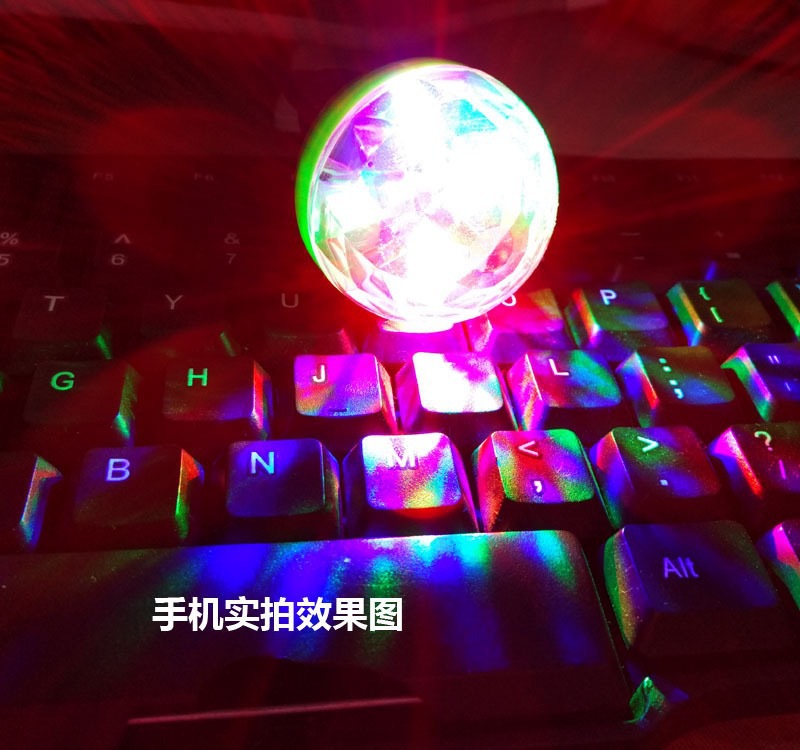 RGB舞台灯七彩车载氛围灯小精灵手机LED声控灯水晶迪斯科魔球灯详情8