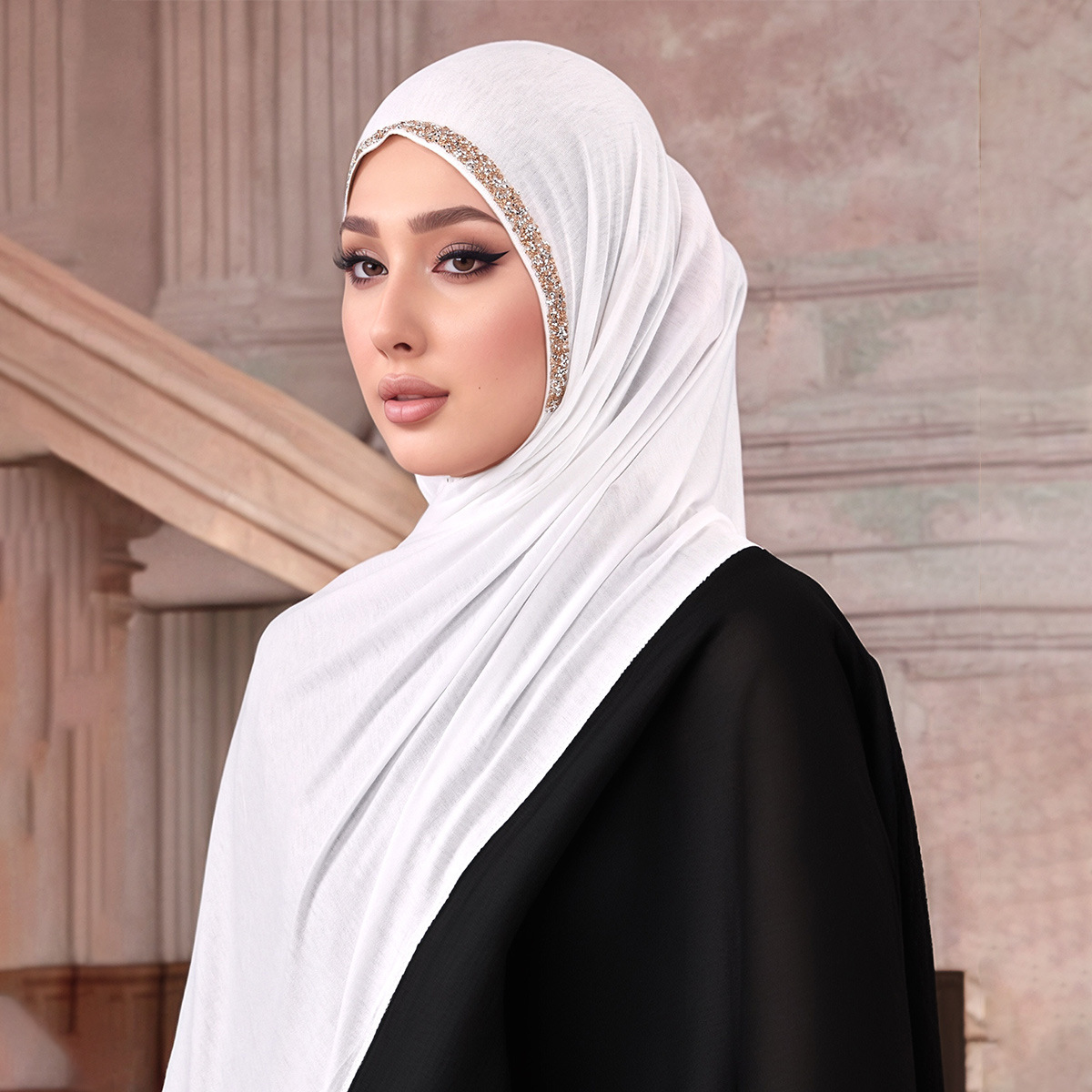 A new best-selling solid-color embossed diamond and lustrous cotton headscarf for foreign trade, a soft, fashionable and trendy headscarf for women with ethnic style pic 12