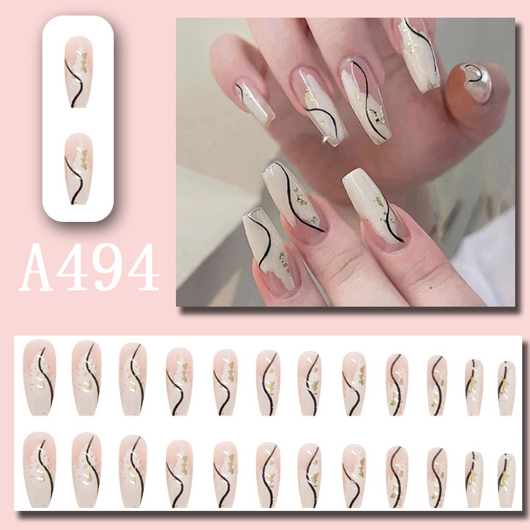 Wearable nail art pieces, artificial nail products, detachable, simple lemon ice transparent, popular online style Douyin nail art hair replacement pic 33