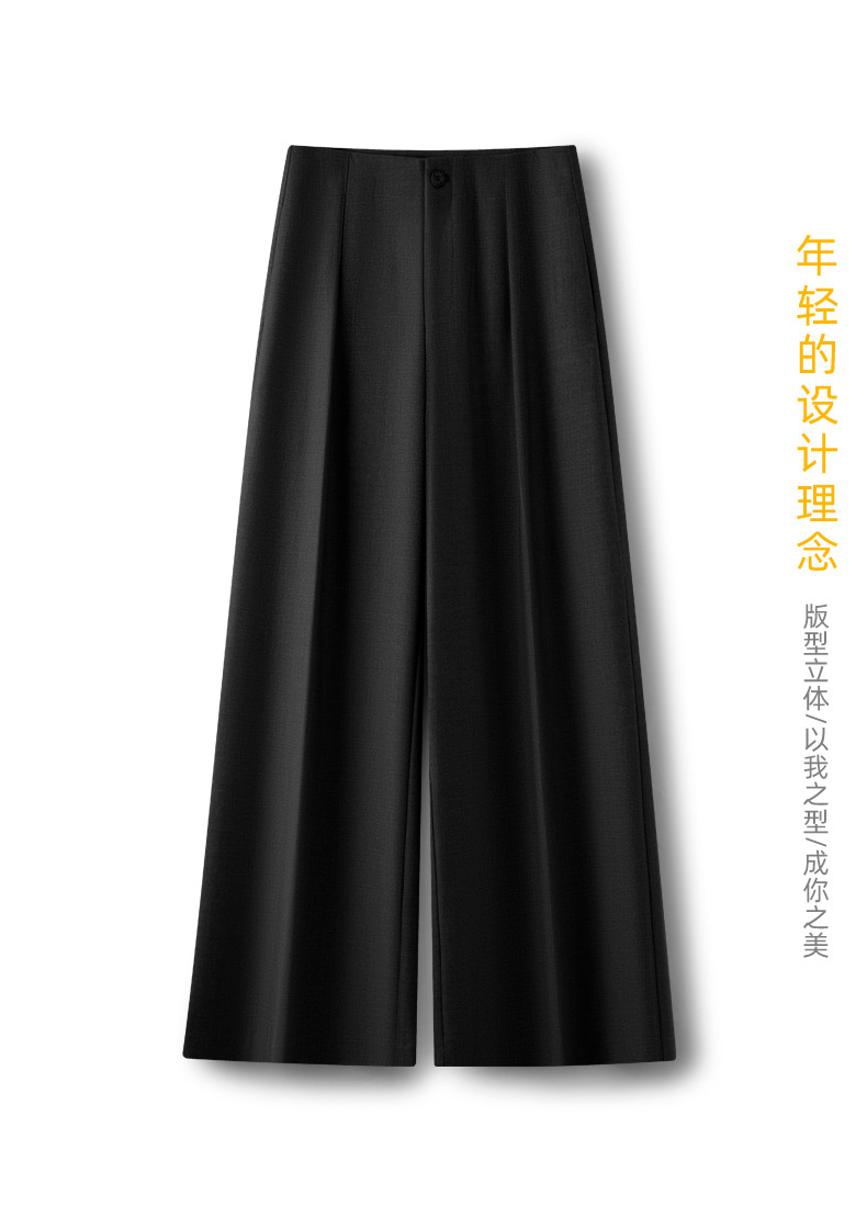 高级灰色阔腿裤女秋季2025新款高腰松弛感西装时尚宽松直筒休闲裤详情7