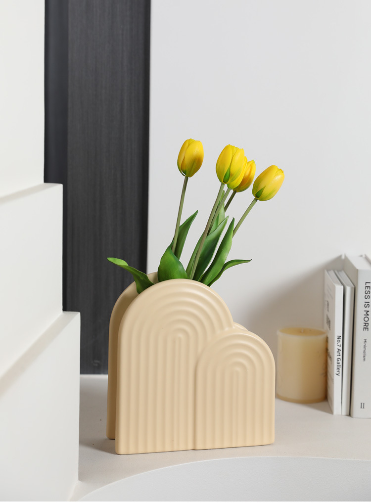 2026 Nordic ceramic arched decorative bookstand, vase, candlestick, scented candle holder, soft decoration pic 7