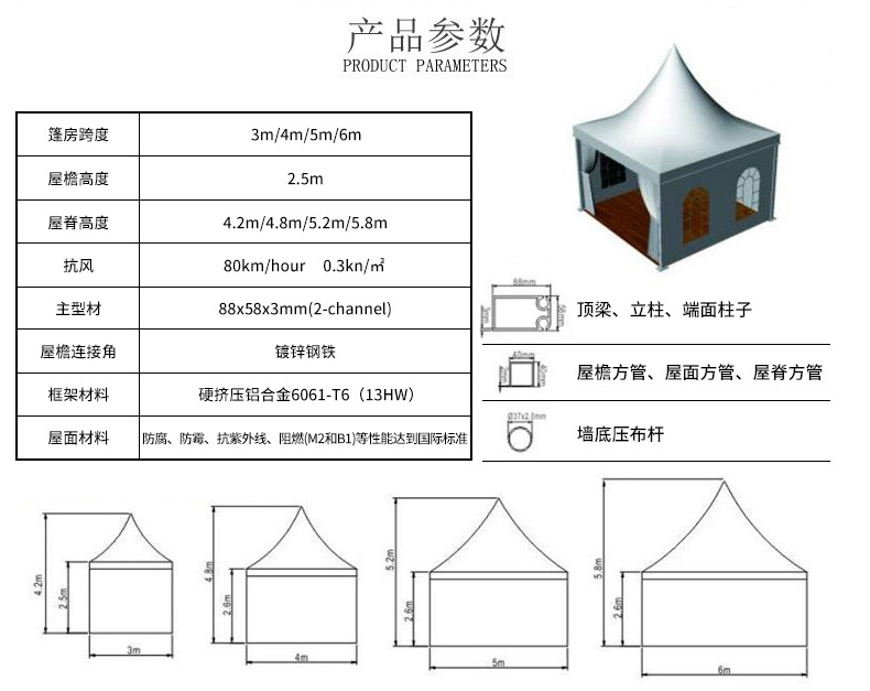 出口20米跨度铝合金餐厅篷房 装配式宴会活动帐篷 人字顶户外帐篷详情21