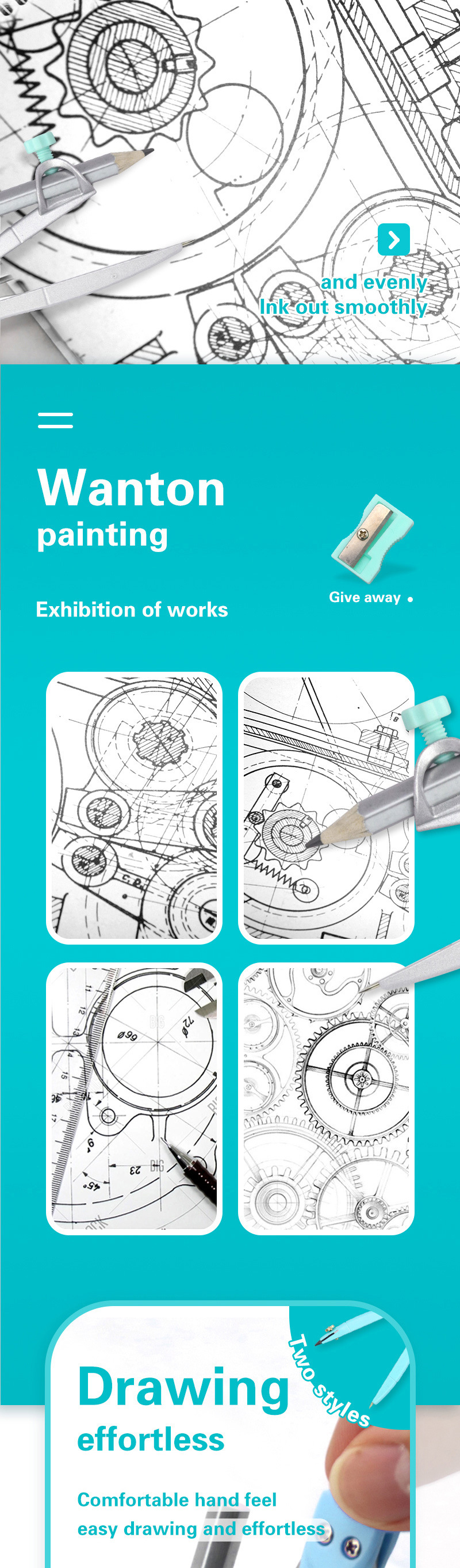 Yalong Cross-border has newly arrived a three-in-one design with a bow compass and student drawing compass pic 3