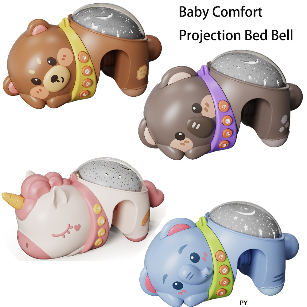 Cross-border infant early education toys, sleeping projection lamp, cartoon animal night light, bed bell simulation model, infant and toddler soothing lamp pic 2