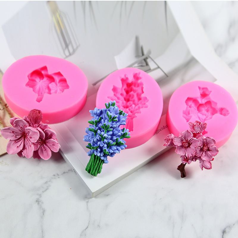 2D梅花薰衣草桃花硅胶模具巧克力石膏滴胶车载香薰蜡烛模详情11