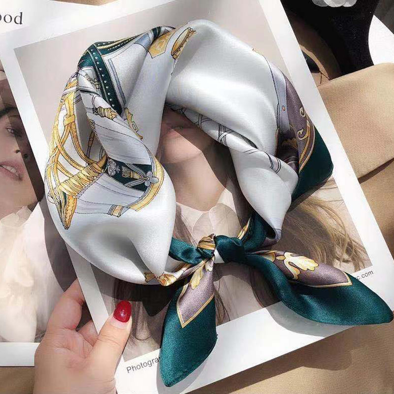 丝绸桑蚕丝丝巾女春夏季油画风白桦林70cm小方巾装饰围巾批发详情27