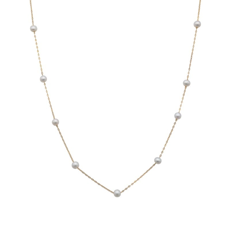 French sweet style starry sky small pearl collarbone chain titanium steel non-fading necklace for women, high-end and niche accessory for women pic 2