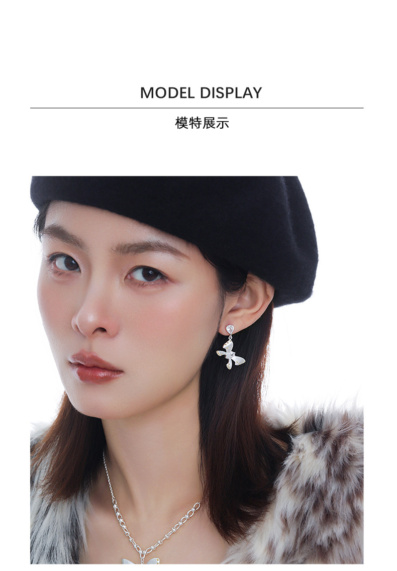 Asymmetrical bow earrings for women, original and niche design, sweet and elegant, high-end, 925 silver needle earrings pic 8