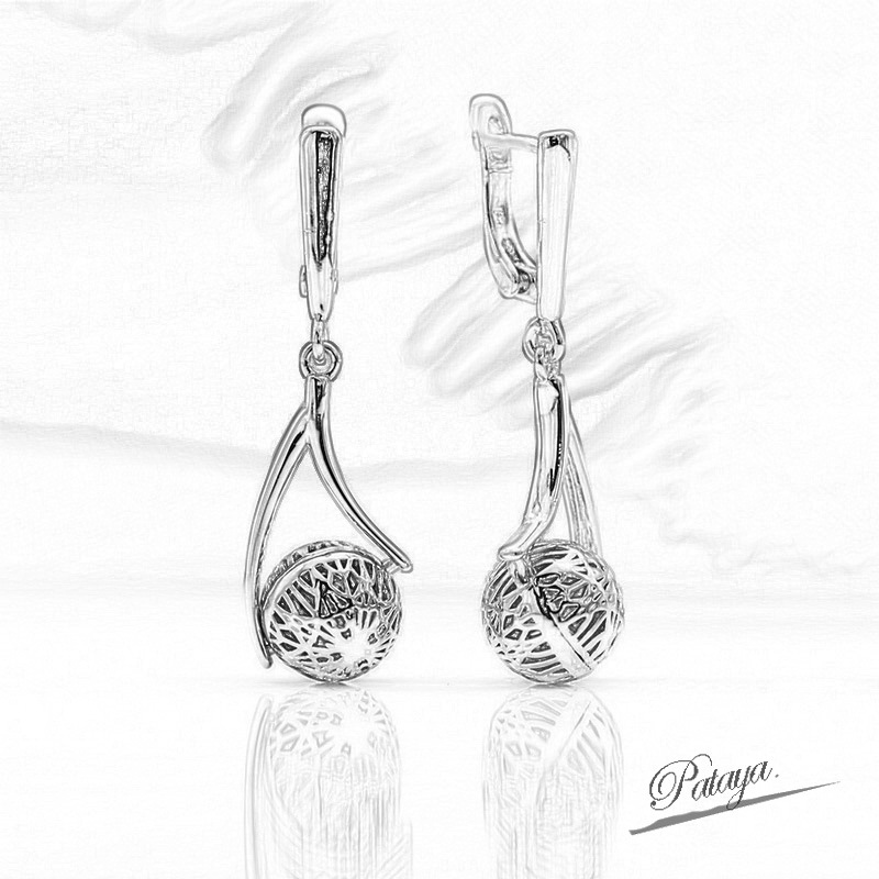 PATAYA585 rose gold electroplated earrings, cross-border direct supply to Amazon, retro hollow spherical long earrings pic 6