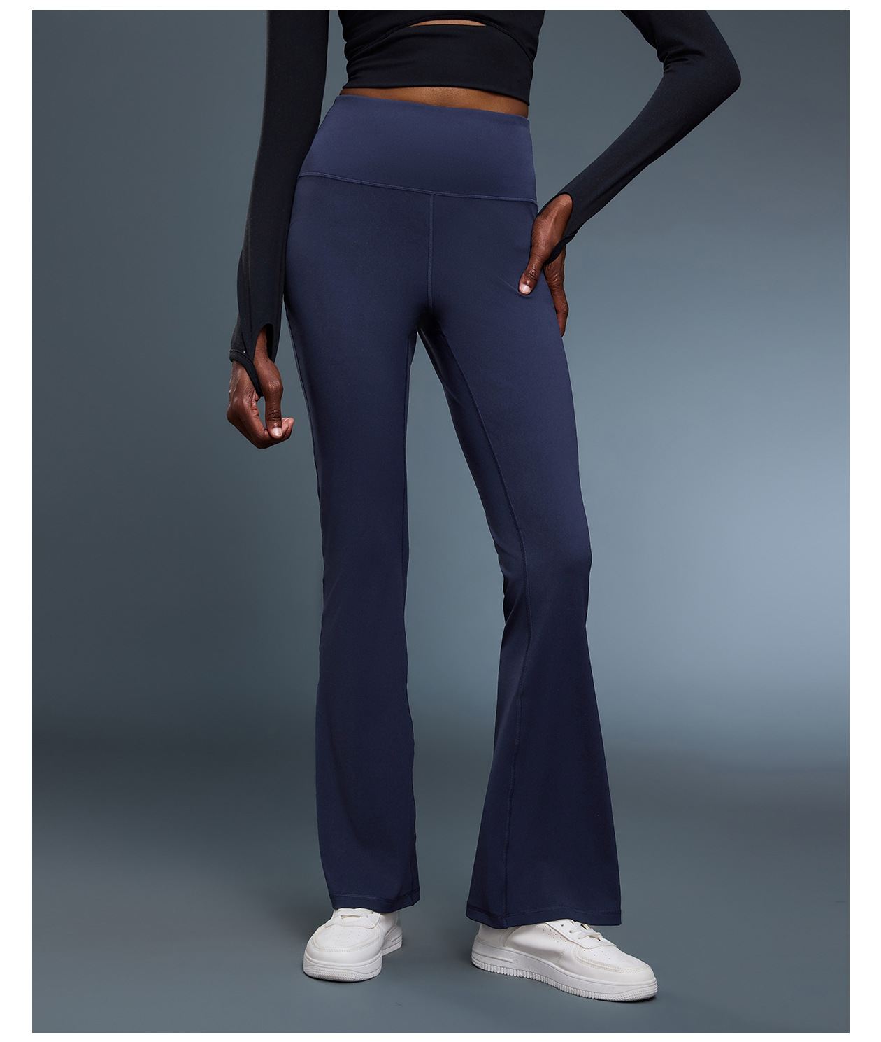 Slightly flared wide-leg yoga pants for women, high-waisted, hip-lifting and belt-tightening, casual and versatile, comfortable and elastic fitness pants DL204 pic 14