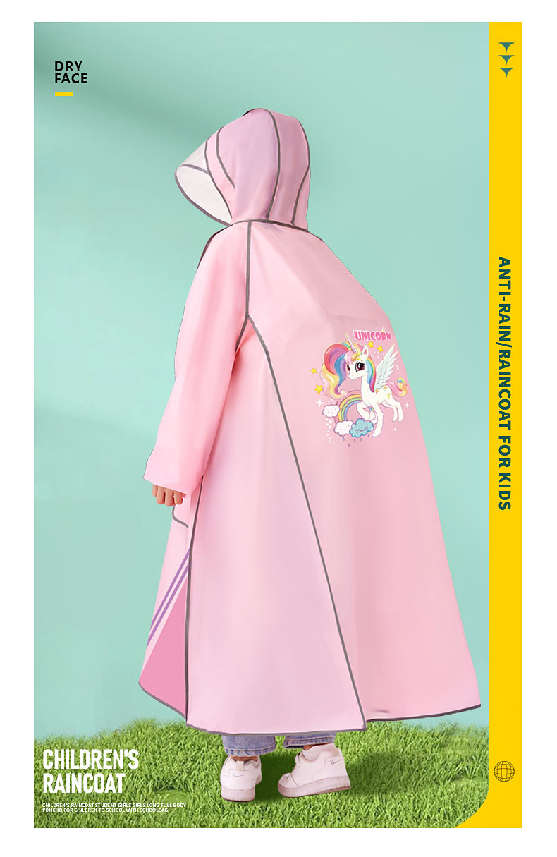 eva儿童雨衣带书包位中大童学生雨衣 单人全身小学生卡通连体雨衣详情13