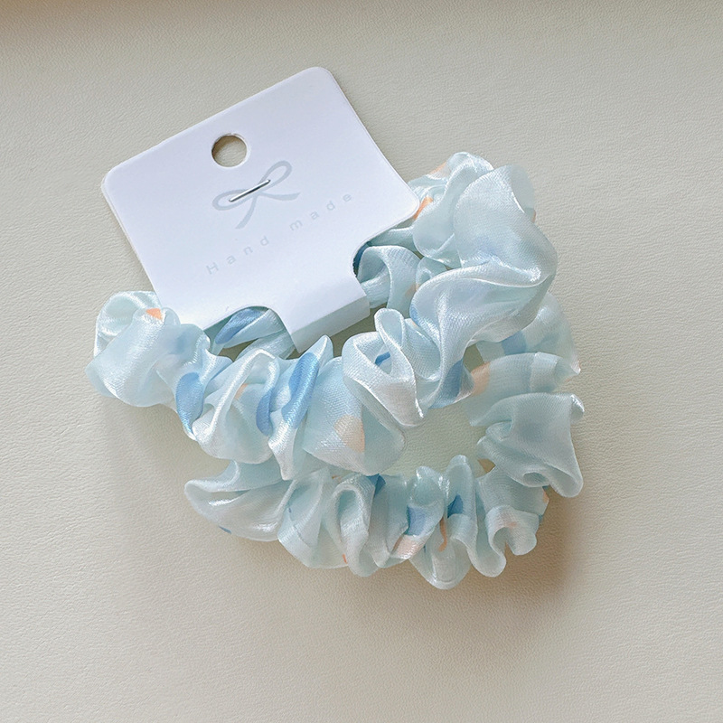 2条装圆点欧根纱网纱小肠发圈甜美小清新高弹力扎头发皮筋发绳女详情6