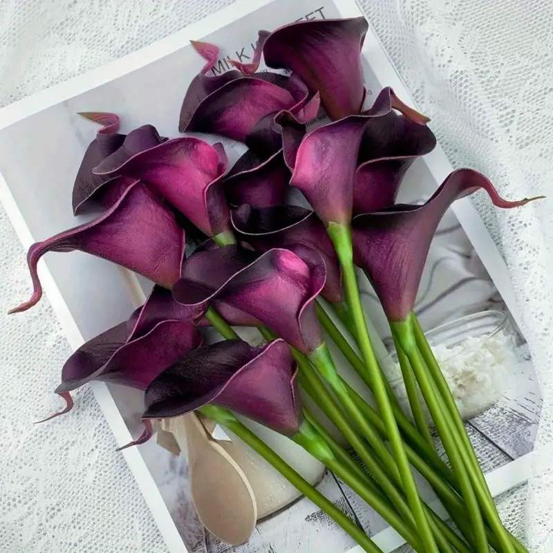 PU迷你马蹄莲仿真花假花婚庆手捧花家居装饰花艺仿真植物跨境专供详情5