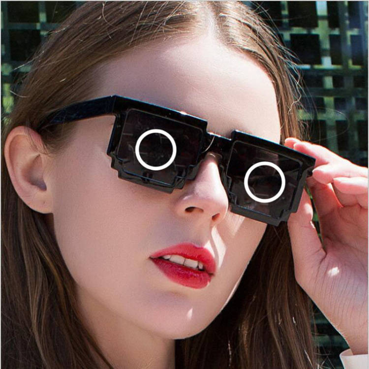 Mosaic square glasses, a must-have for showing off in the 2D world, sunglasses, blurred rectangular pixel glasses, Douyin, Kuaishou pic 5