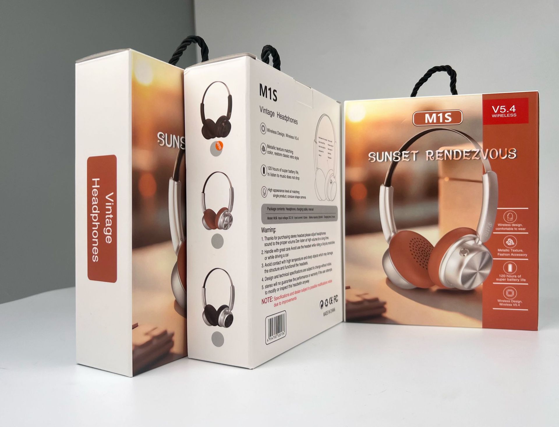 新潮复古金属头戴式蓝牙耳机无线5.4高音质运动手机通用现货厂家详情8