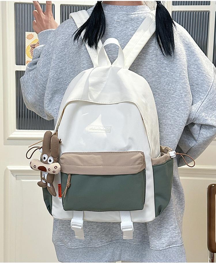 跨境新款学院风百搭双肩包初高中学生上课书包撞色洋气轻便双背包详情25