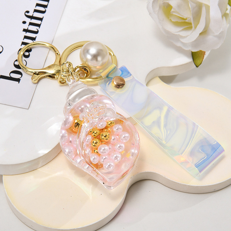 流沙瓶热卖创意个性海边珍珠小海螺钥匙扣亚克力汽车包包挂件挂饰详情8