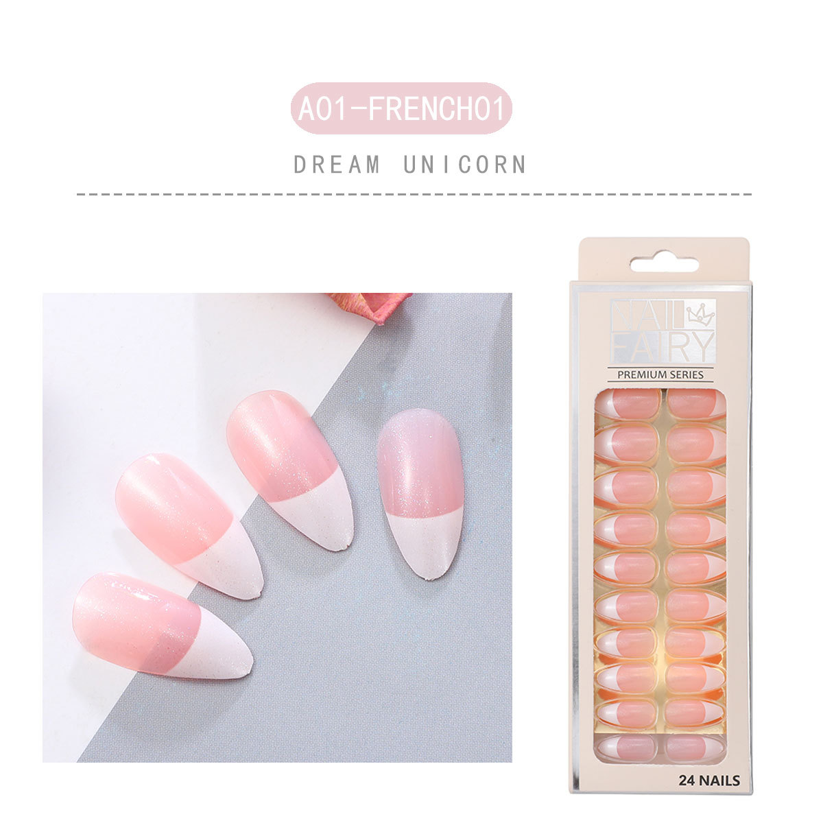 New foreign trade products: Teardrop nail detachable wearable nail art pieces, 24-piece sharp nail art patches, false nails, starry sky nail art pic 13