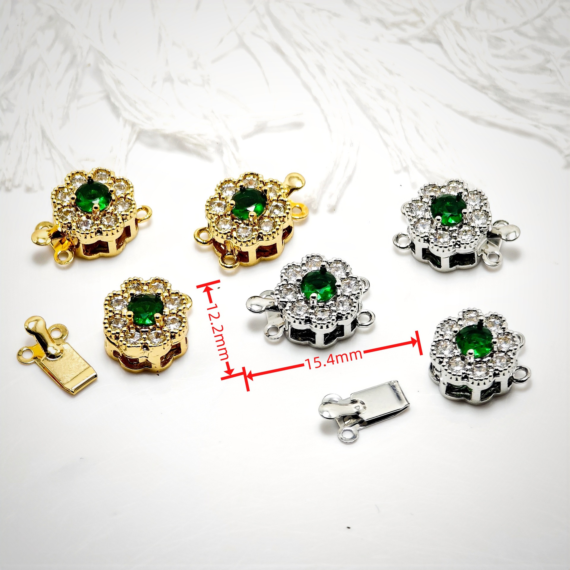 High color retention, real gold plating, double hanging, zirconium pearl buckle, pin, buckle necklace, connecting buckle head, DIY jewelry bracelet pic 9