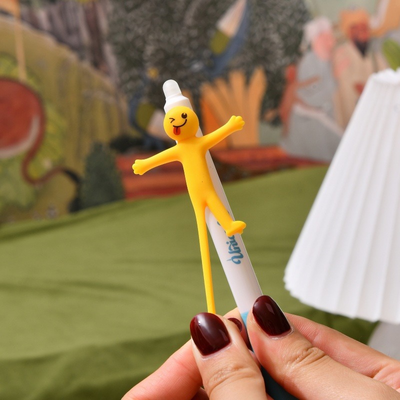 晨兮新款软胶黄色拉扯小人创意解压中性笔开学文具批发减压玩具详情13