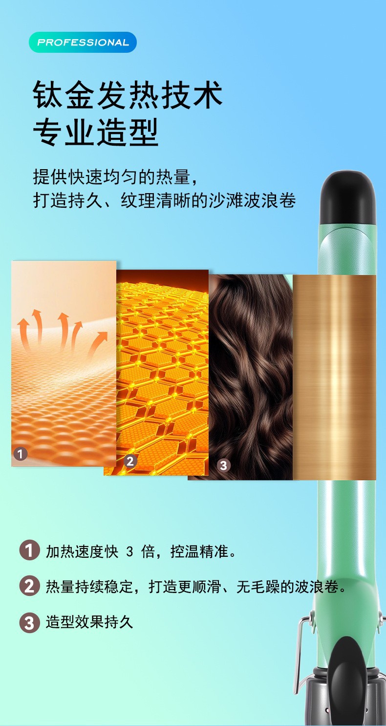 跨境电卷棒25MM大卷波浪卷烫发器蓬松理发店美发家用电卷发棒批发详情9