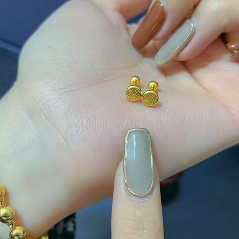 2022新款钛钢福字耳钉精致小巧螺丝拧扣耳骨钉不掉色百搭简约耳饰详情13