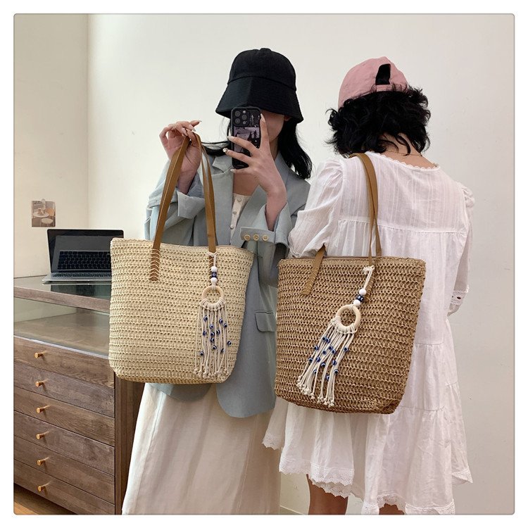 2024时尚新款沙滩草编大容量包包女单肩包百搭洋气编织旅行托特包详情15