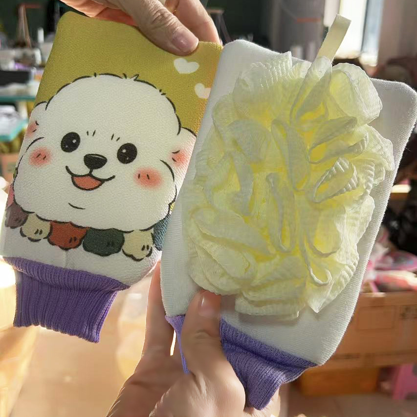 搓澡巾两用浴花强力去污搓澡神器卡通比熊双面家用搓澡巾浴球澡巾详情15