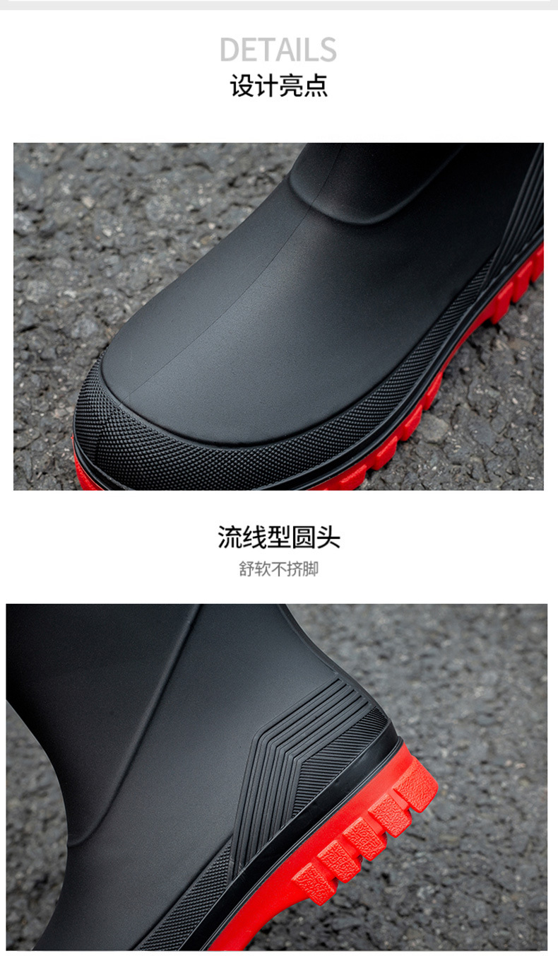 时尚男款水鞋防滑雨靴中筒韩版防水雨鞋新款短筒跨境出口厂家直销详情6