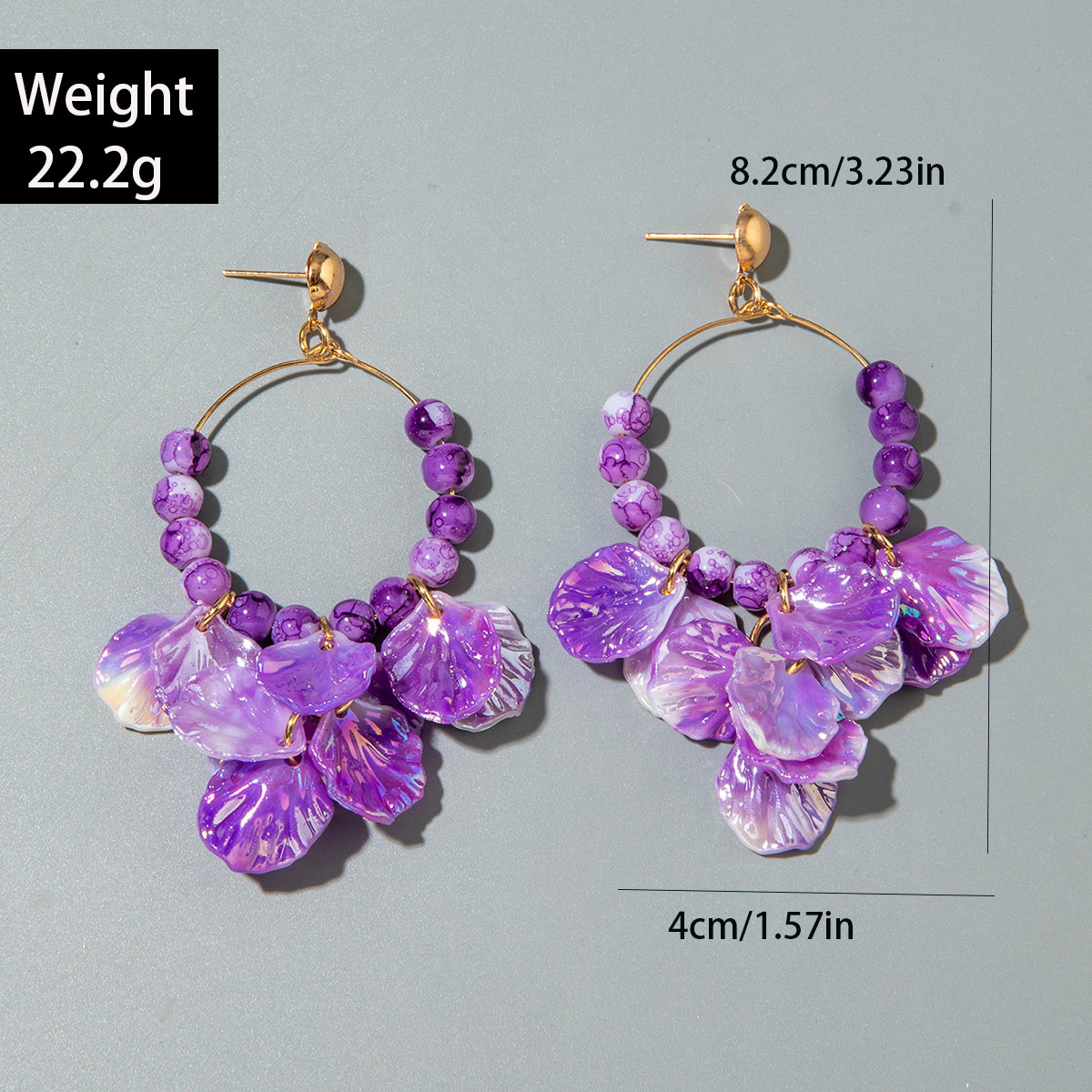 欧美跨境个性饰品紫色椭圆松石耳坠小众设计感玫瑰花朵耳环耳饰女详情37