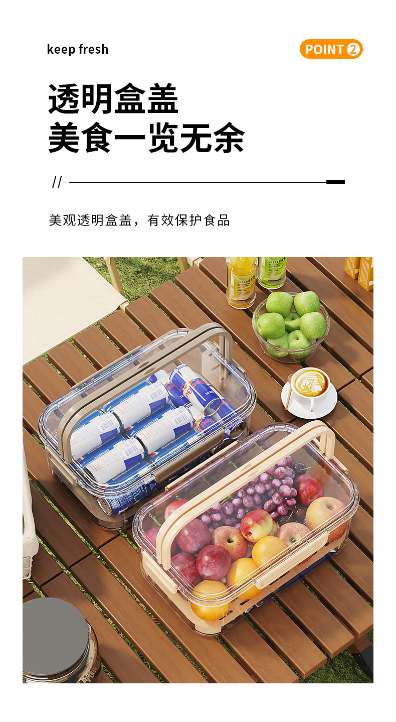 厂家现货  手提保鲜盒冰箱保鲜盒便当盒户外野餐篮零食水果收纳盒详情3