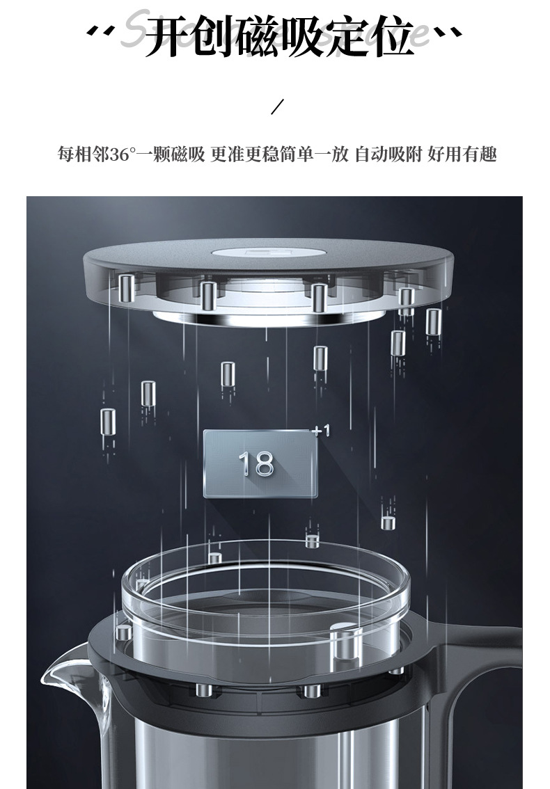The Shangming Piaoyi cup features a transparent all-glass inner liner, a large-capacity one-button filter, and a heat-resistant magnetic handle for brewing pic 3
