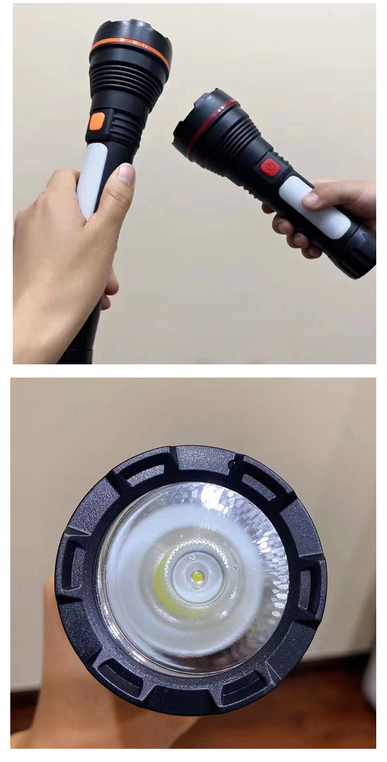 Cross-border best-selling USB charging, side light, built-in lithium battery, strong light outdoor camping flashlight manufacturer supply pic 5