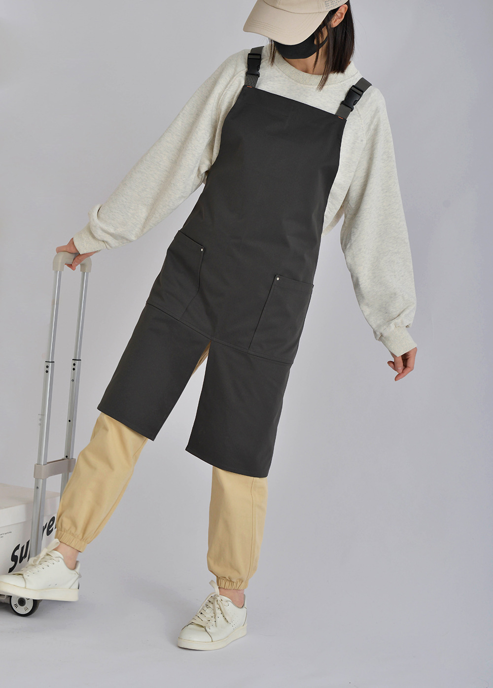 外贸工厂韩日防水式咖啡餐厅帆布围裙罩衣工作服围兜纯棉厨房制服详情11