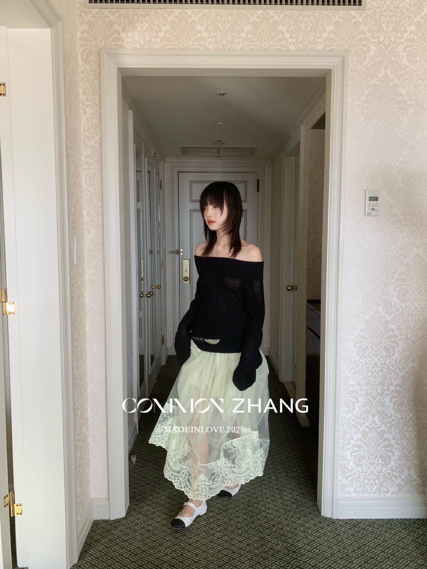 CZ ZHANG韩版网纱蕾丝拼接层次感微透高腰显瘦a字半身裙女B12103详情36