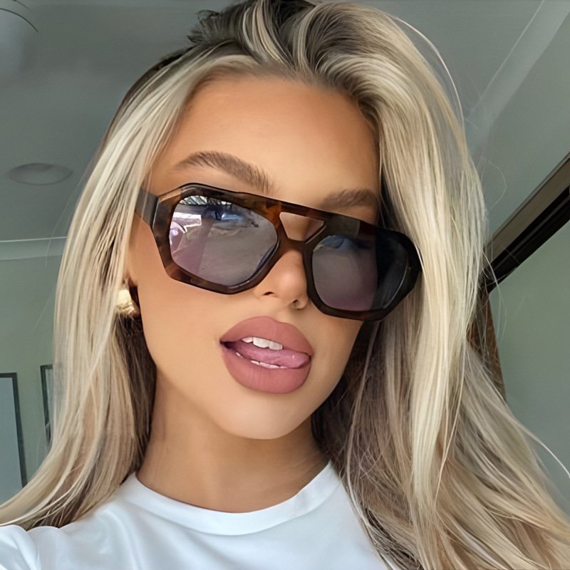 Cross-border European and American double-beam irregular sunglasses 2023 new retro and personalized sunglasses, trendy and popular sunglasses pic 2