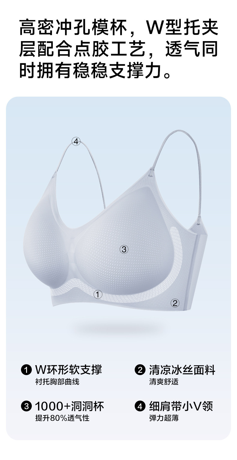 Herbal underwear for women, seamless commuting summer, ultra-thin, frameless, small bust, breathable and cool vest style bra pic 5