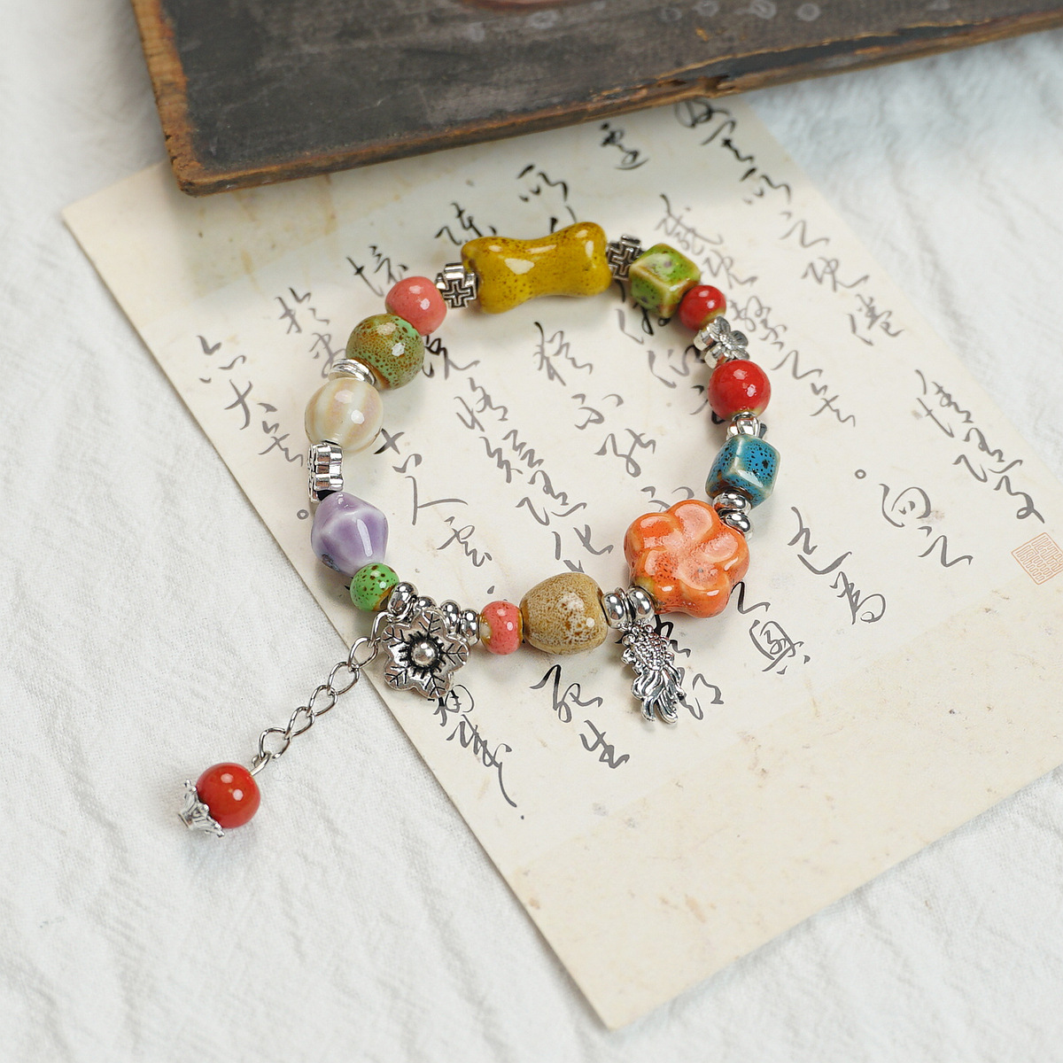 Wholesale Jingdezhen ceramic bracelets, ethnic style bracelets, fresh and cute student bracelets, fashionable handmade accessories, as gifts pic 6