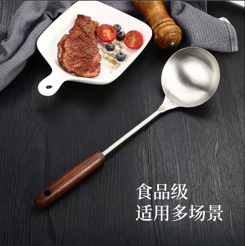 特厚食品级不锈钢锅铲汤勺漏勺煎铲木柄炒菜铲子家用防烫厨房商用详情9