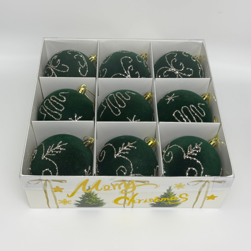 Cross-border new velvet Christmas ball set, Christmas window velvet balls, Christmas tree decoration, painted balls and hanging ornaments pic 17