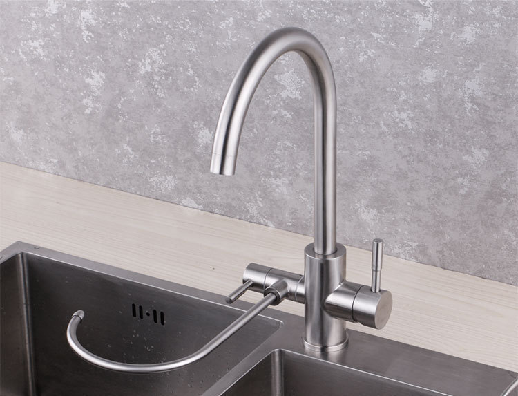 Stainless steel kitchen rotatable side-rotating cold and hot water direct drinking water purifier integrated three-in-one sink faucet pic 4