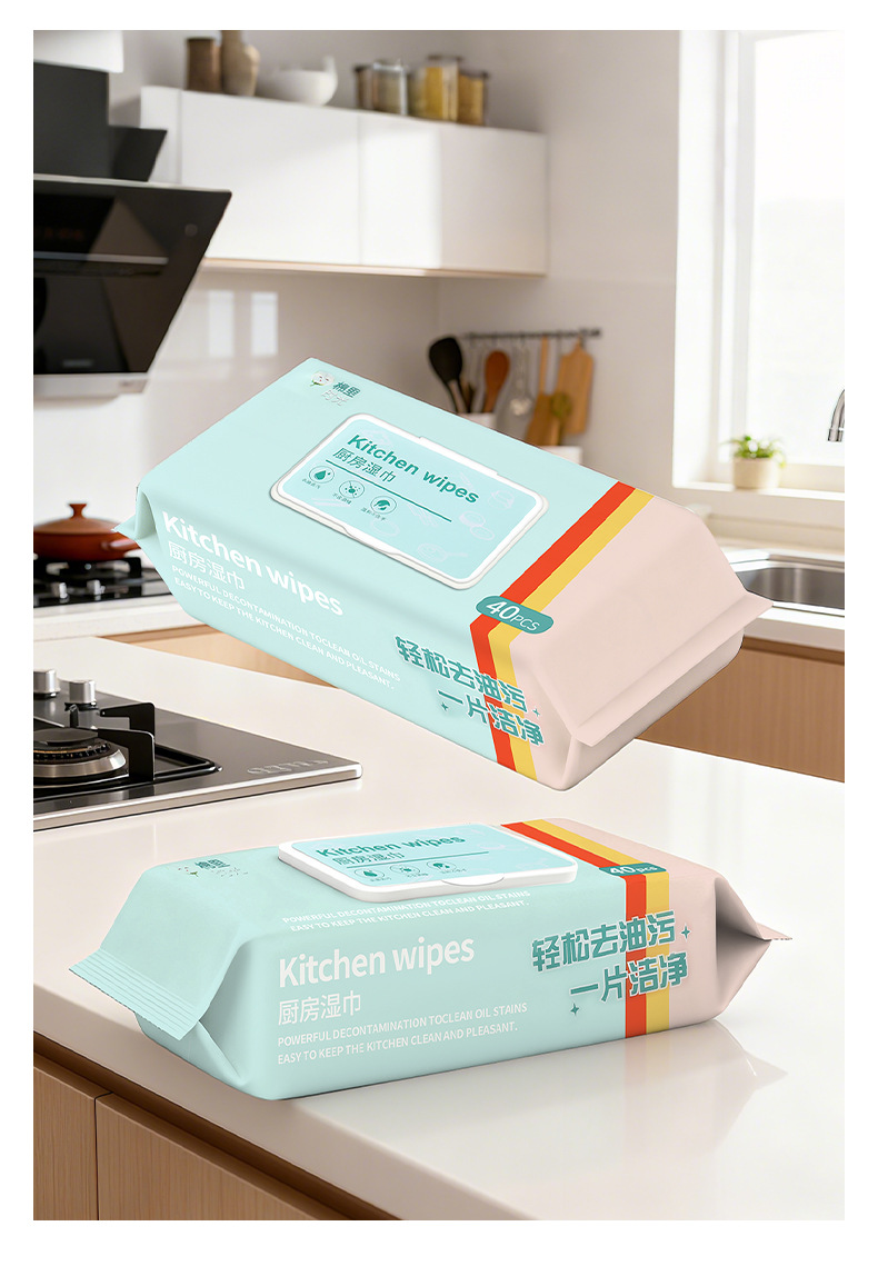 Kitchen wet wipes, strong oil stain removal, large packs, thickened stain removal paper, household range hood stain removal wet wipes, factory wholesale pic 11