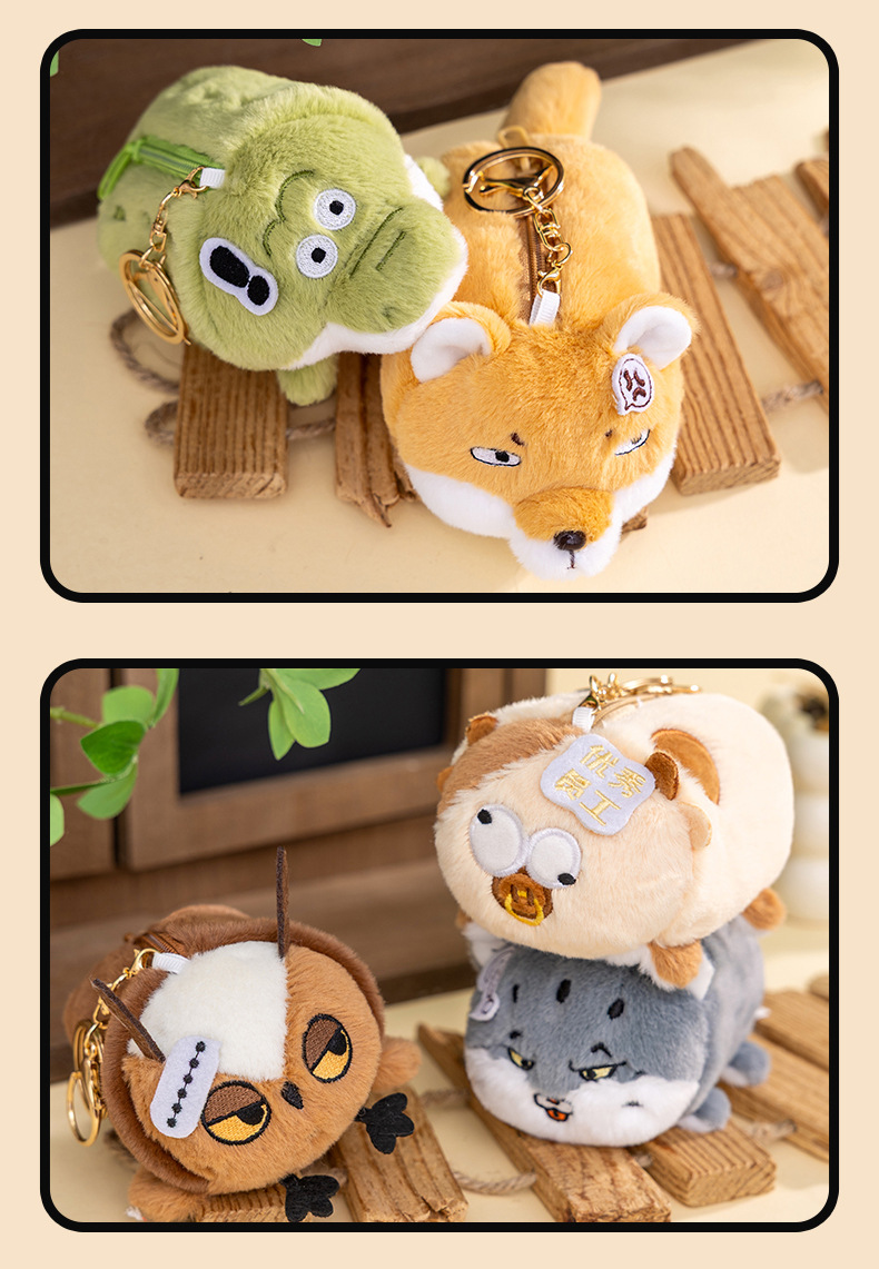Funny owl, crocodile, snow leopard original animal figurines, dolls, earphone cases, coin purses, ornaments and gifts wholesale pic 6