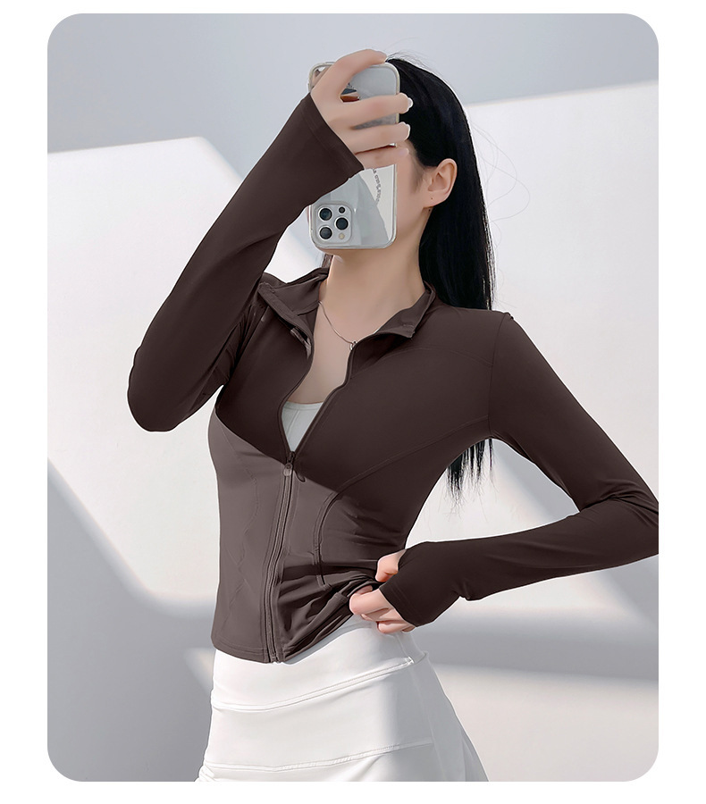 聚衣堂防晒瑜伽服裸感户外紧身透气运动健身外套上衣女详情29