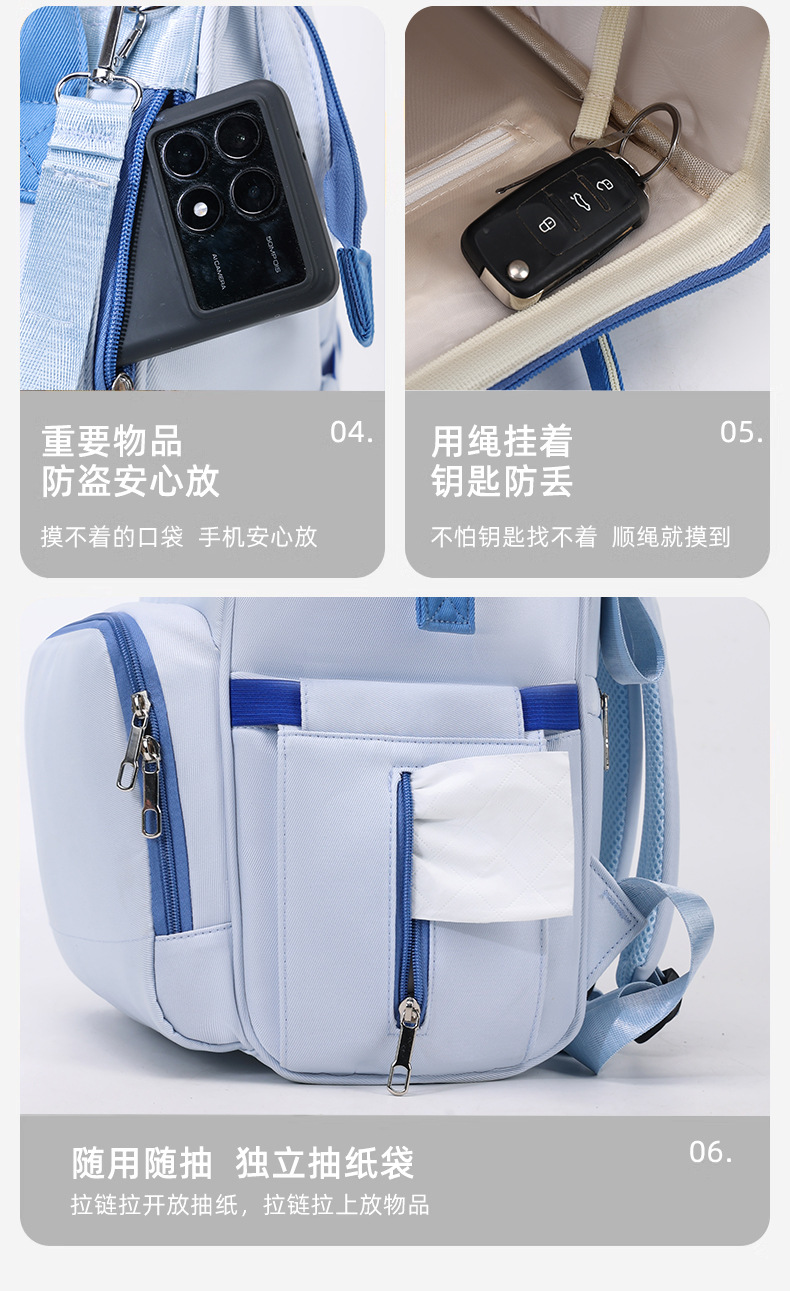 新款妈咪包多功能轻便百搭双肩包带娃外出大容量母婴包孕妈待产包详情12