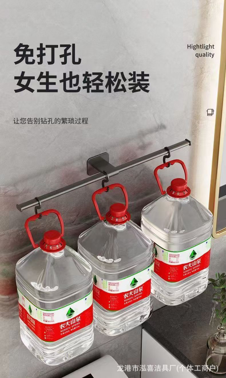 免打孔轻奢毛巾架子卫生间壁挂置物架浴室单杆厕所洗手间收纳挂架详情6