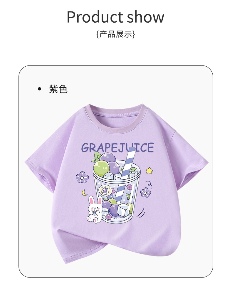 童装女童t恤夏季纯棉宽松版小女孩夏装儿童短袖韩版印花时尚上衣详情10