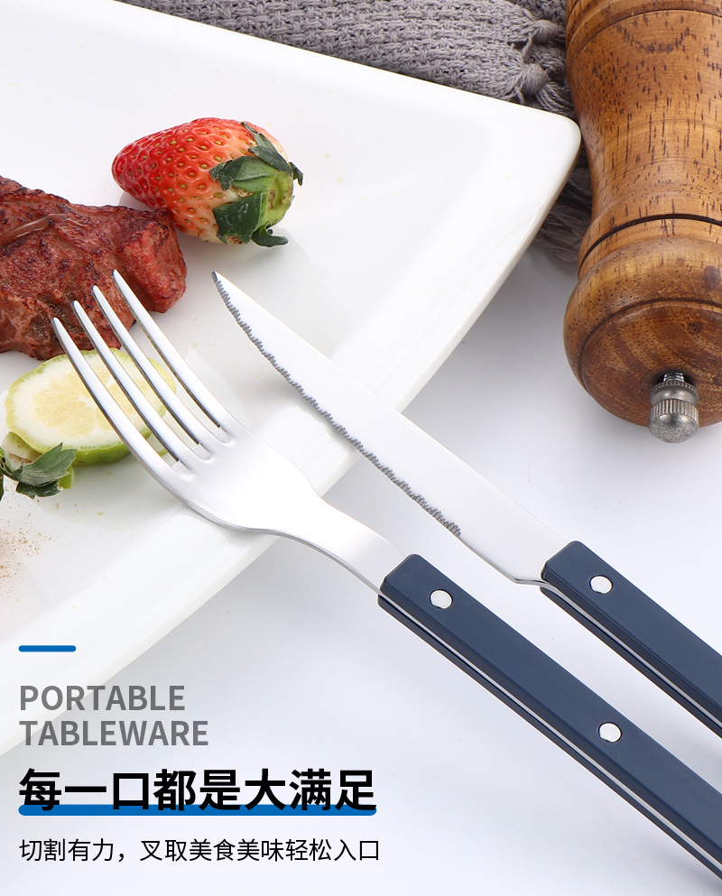 跨境不锈钢夹柄刀叉勺柳钉夹柄餐具西餐具西餐牛排刀叉勺酒店餐具详情5
