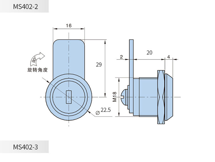 恒珠柜锁MS402转舌锁信箱锁小圆锁抽屉锁钥匙通开厂家直发详情11